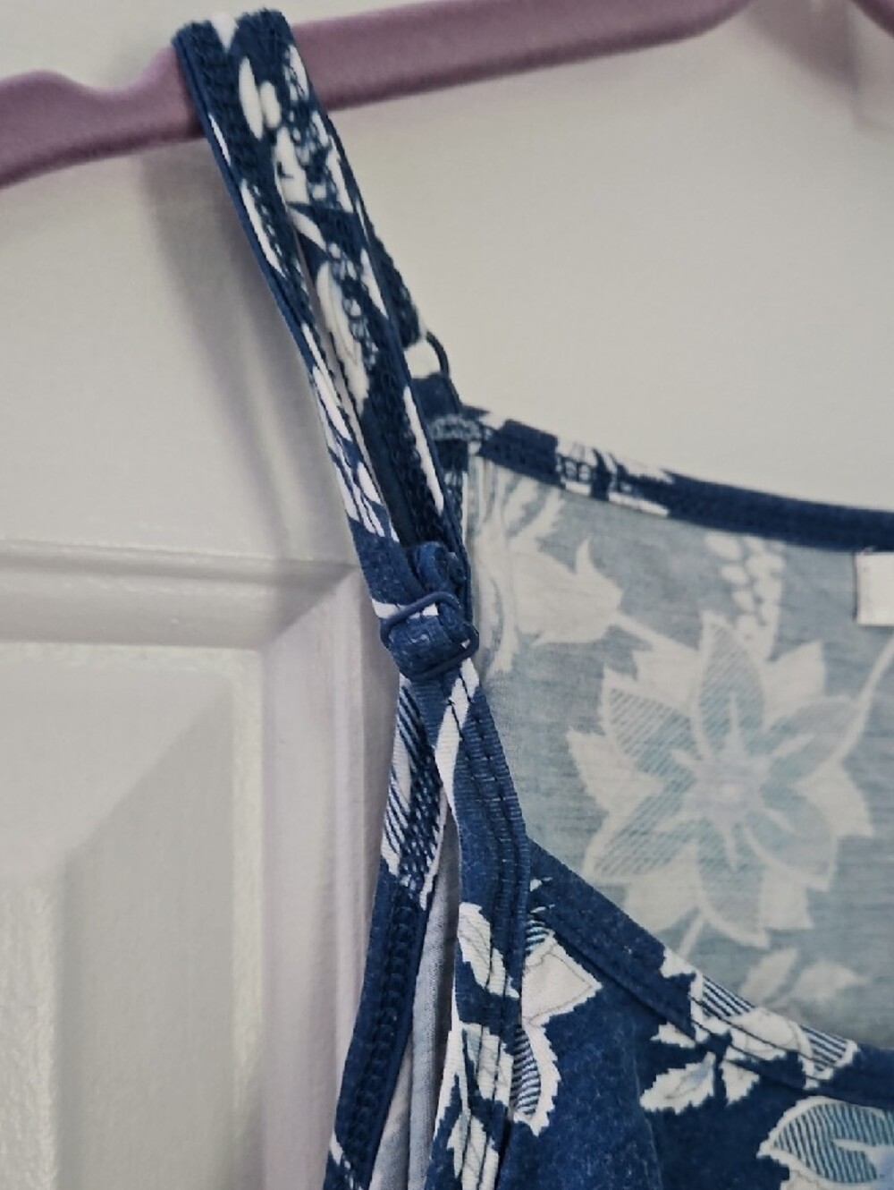 Bearsland Navy Blue Floral Ruffle Tank Top - Picture 3 of 5